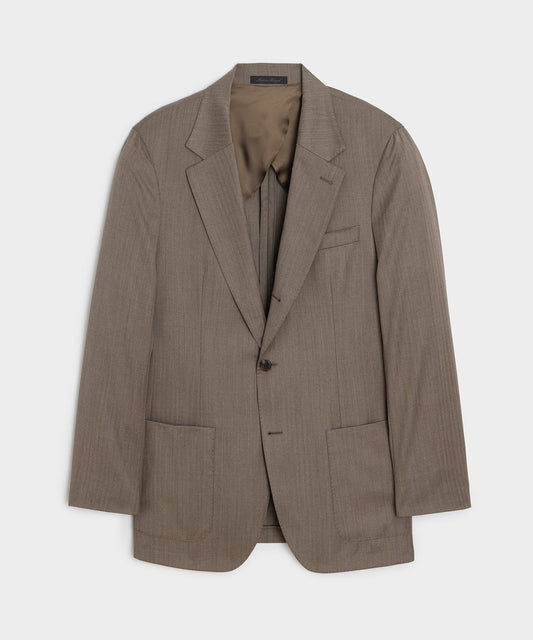 Todd Snyder Herringbone Madison Jacket in Light Brown Herringbone Light Brown