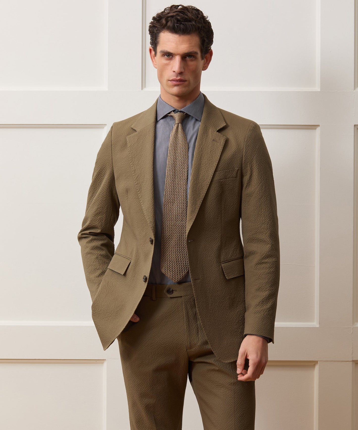 Todd Snyder Italian Seersucker Sutton Jacket in Tan Tan