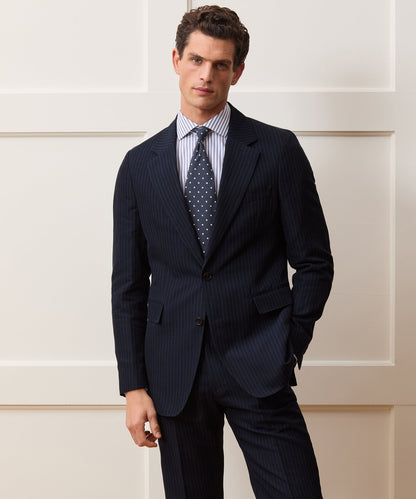 Todd Snyder Italian Cotton-Linen Pinstripe Sutton Jacket in Navy Stripe Navy