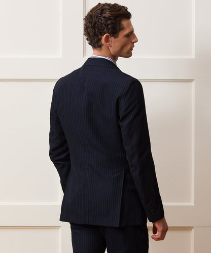 Todd Snyder Italian Cotton-Linen Pinstripe Sutton Jacket in Navy Stripe Navy