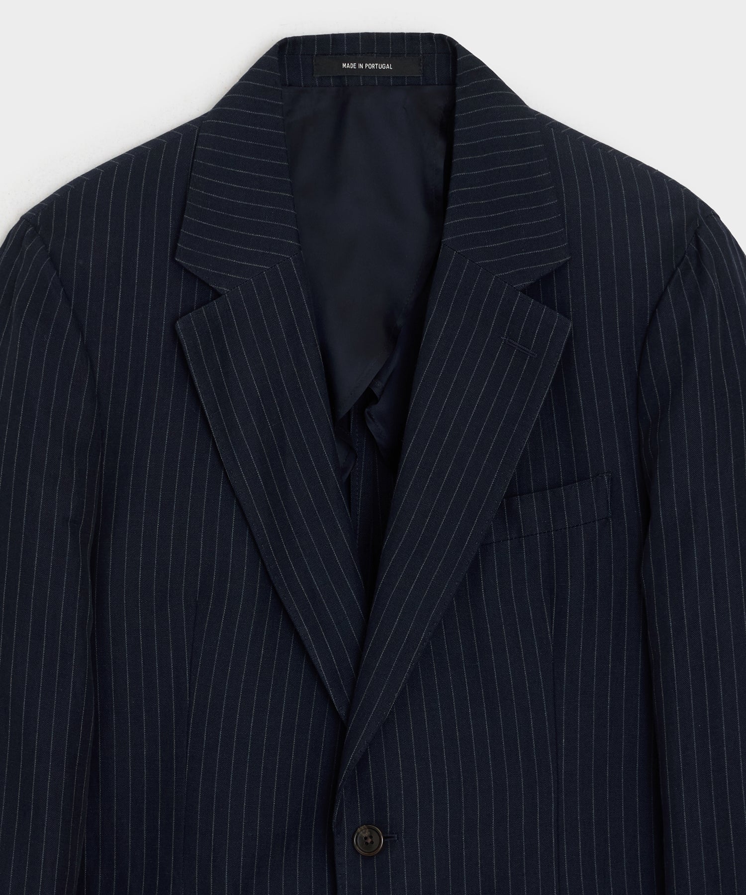Todd Snyder Italian Cotton-Linen Pinstripe Sutton Jacket in Navy Stripe Navy