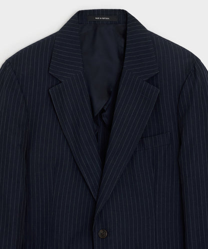 Todd Snyder Italian Cotton-Linen Pinstripe Sutton Jacket in Navy Stripe Navy