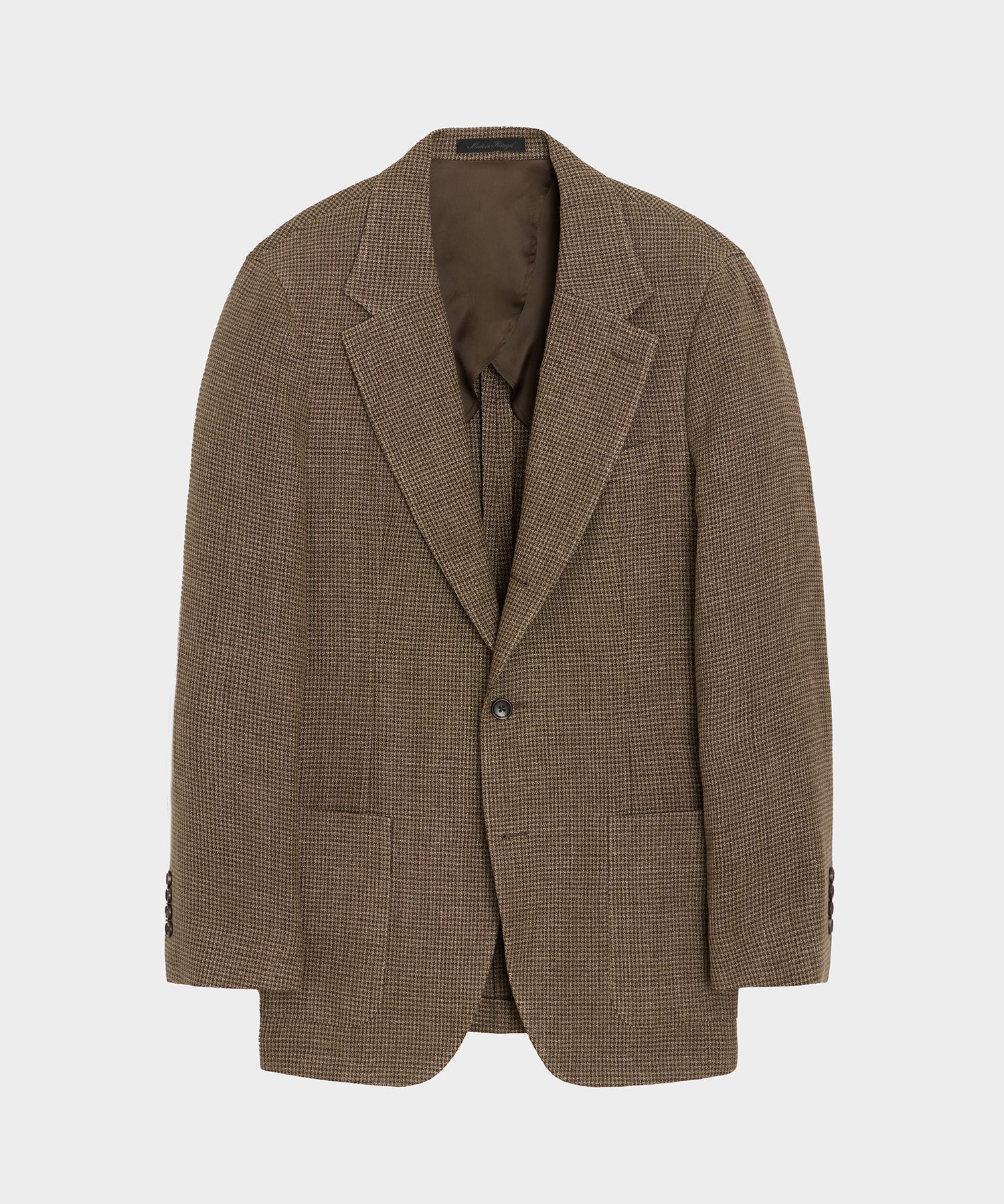 Todd Snyder Italian Linen Houndstooth Madison Jacket in Tan Houndstooth Tan