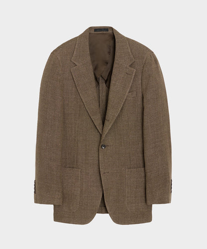 Todd Snyder Italian Linen Houndstooth Madison Jacket in Tan Houndstooth Tan