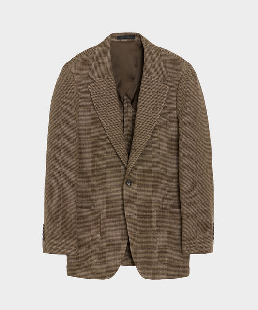 Todd Snyder Italian Linen Houndstooth Madison Jacket in Tan Houndstooth Tan