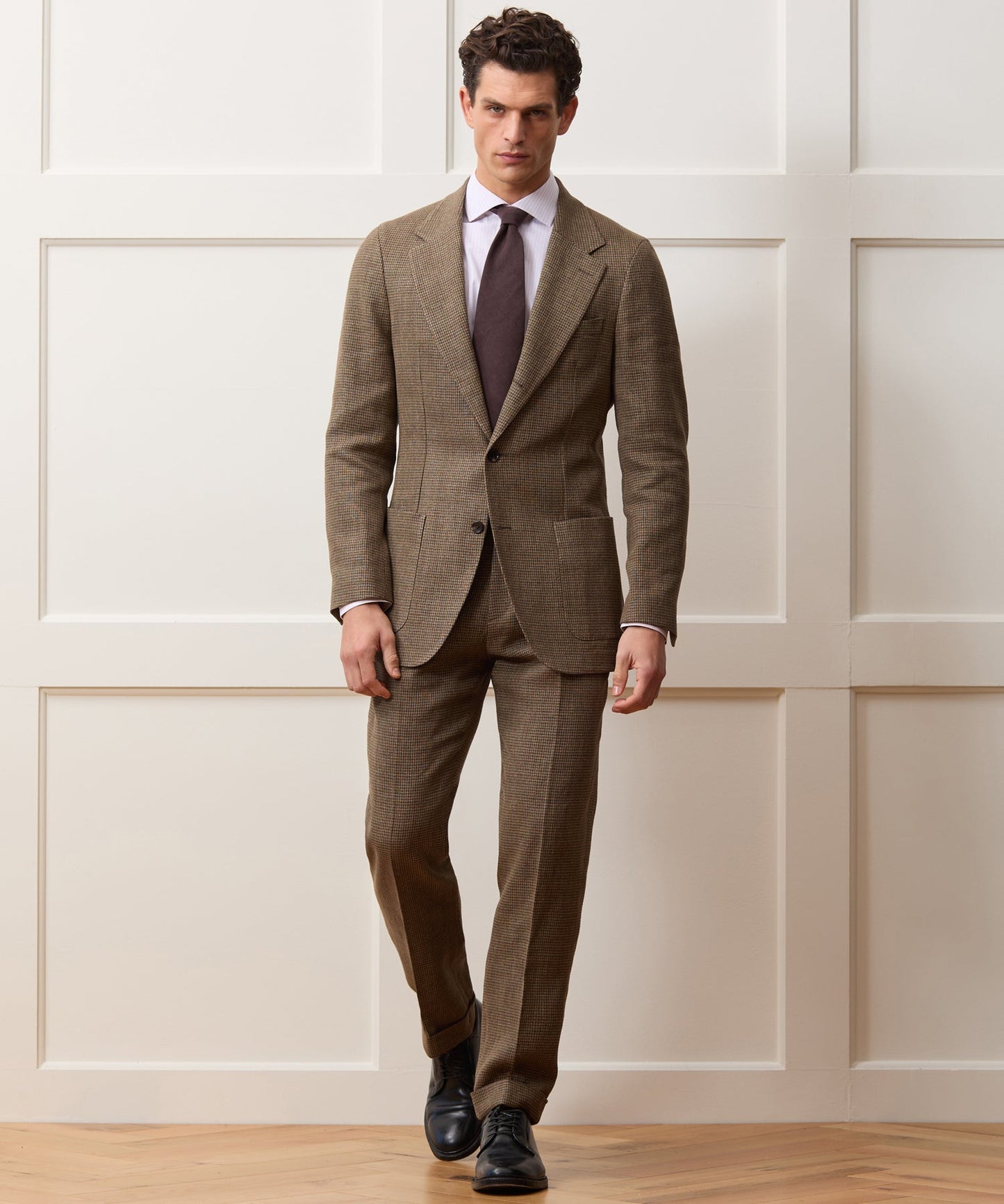 Todd Snyder Italian Linen Houndstooth Madison Jacket in Tan Houndstooth Tan