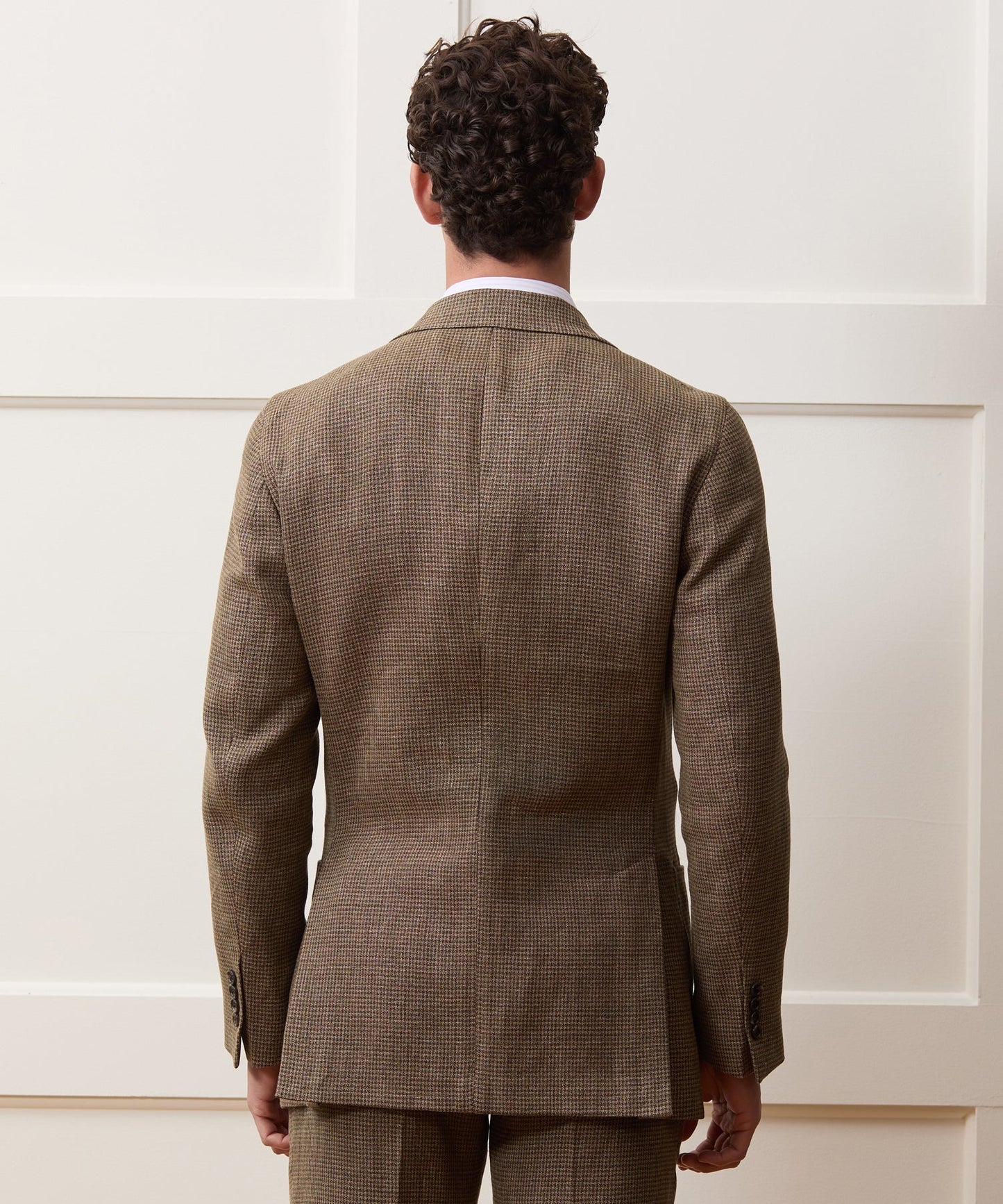 Todd Snyder Italian Linen Houndstooth Madison Jacket in Tan Houndstooth Tan