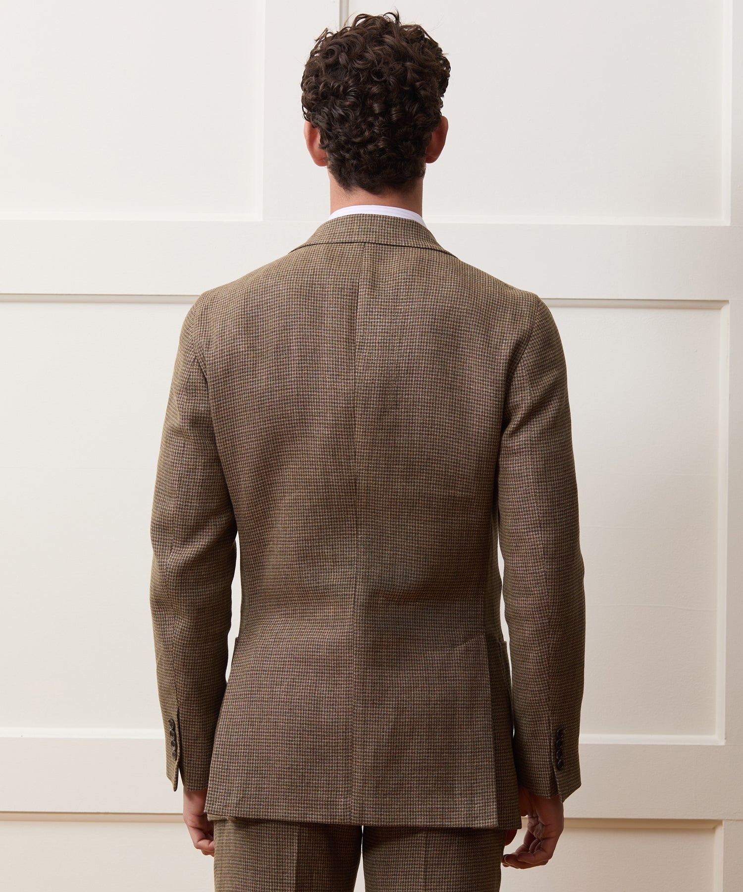 Todd Snyder Italian Linen Houndstooth Madison Jacket in Tan Houndstooth Tan