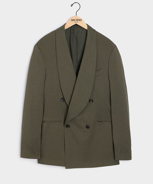 Todd Snyder Italian Double-Breasted Shawl Collar Jacket in Olive Olive