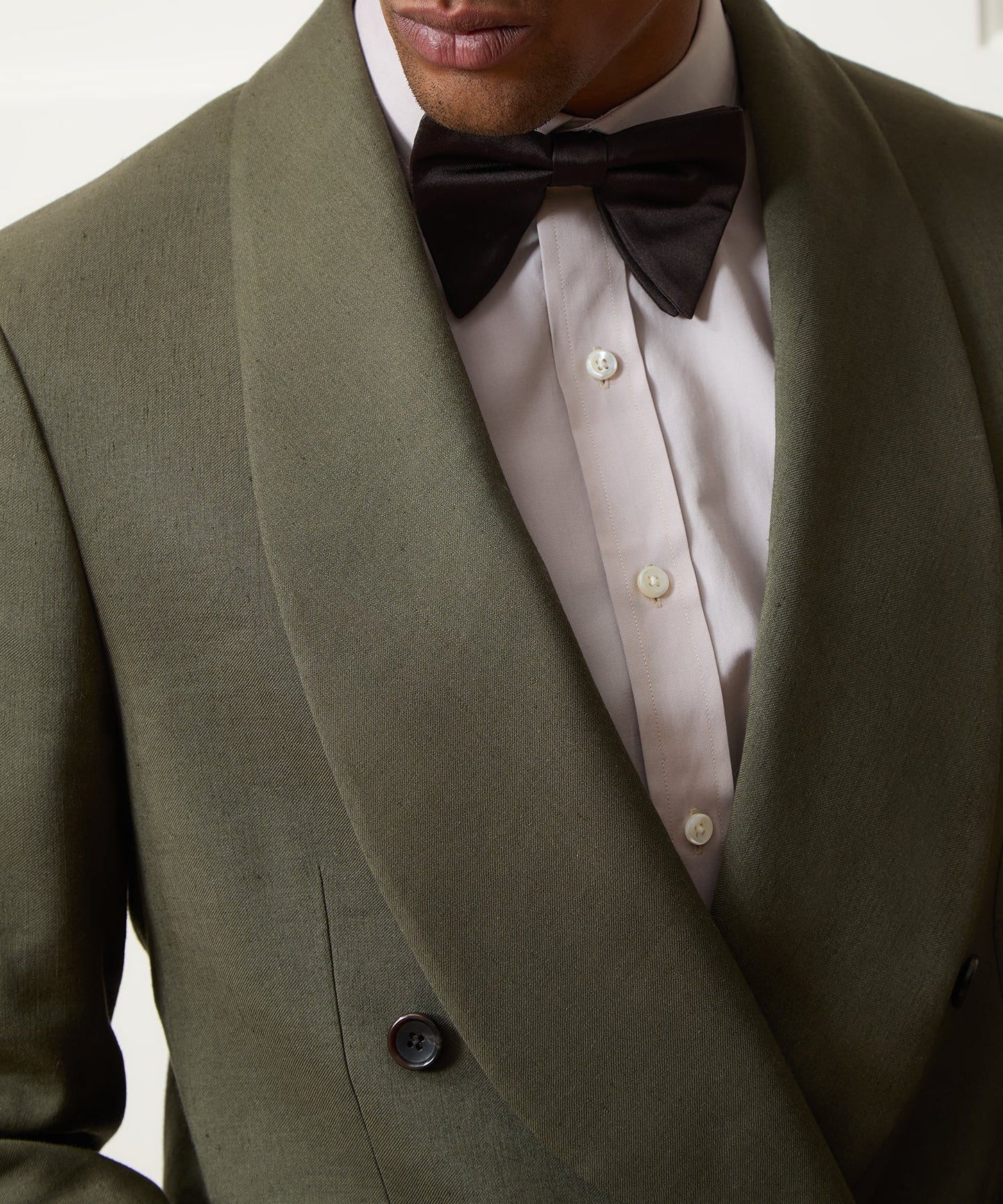Todd Snyder Italian Double-Breasted Shawl Collar Jacket in Olive Olive