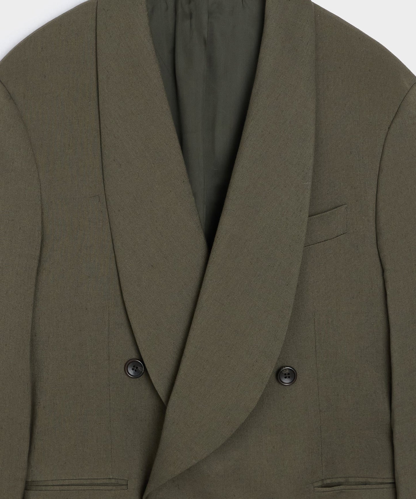Todd Snyder Italian Double-Breasted Shawl Collar Jacket in Olive Olive