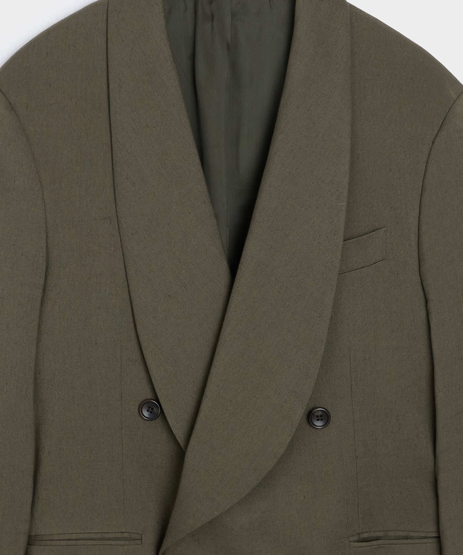 Todd Snyder Italian Double-Breasted Shawl Collar Jacket in Olive Olive