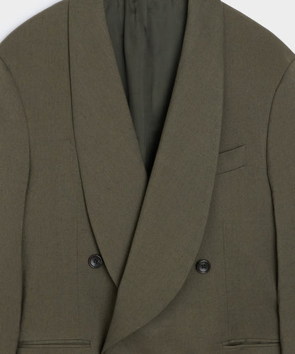 Todd Snyder Italian Double-Breasted Shawl Collar Jacket in Olive Olive