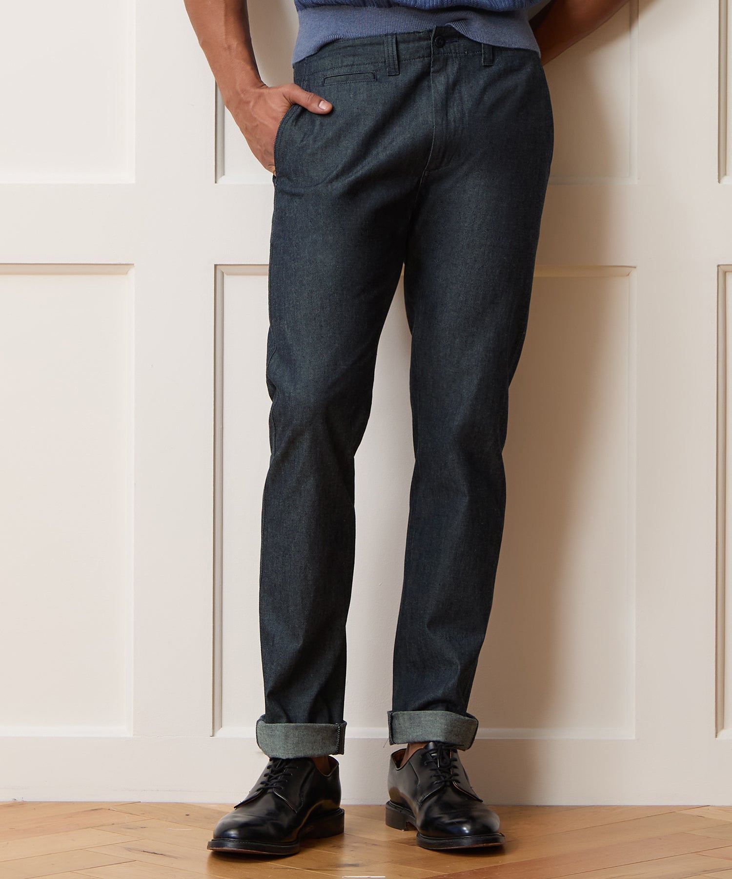 Todd Snyder Straight Fit Linen Favorite Pant in Rinsed Indigo Rinsed Indigo