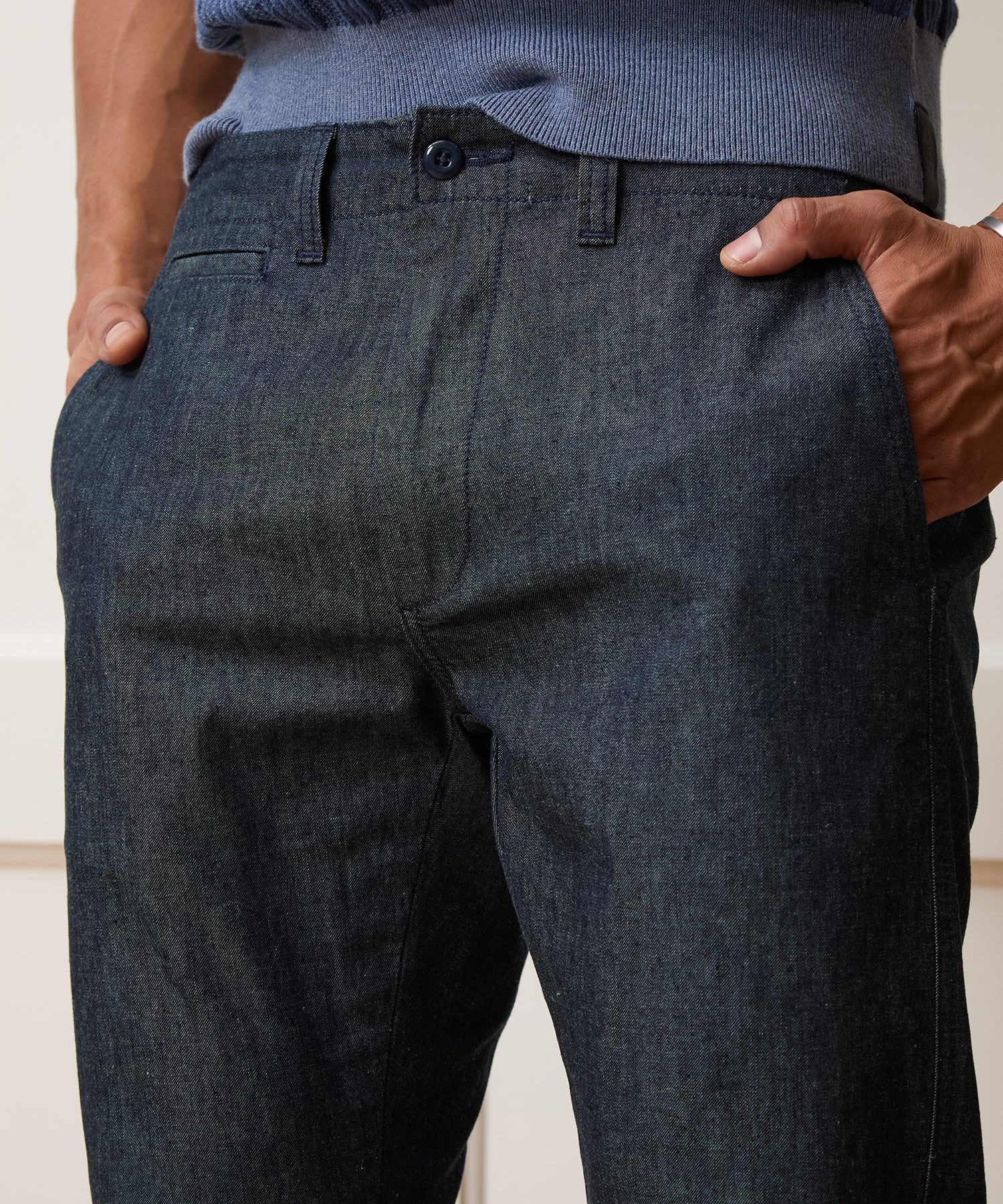 Todd Snyder Straight Fit Linen Favorite Pant in Rinsed Indigo Rinsed Indigo