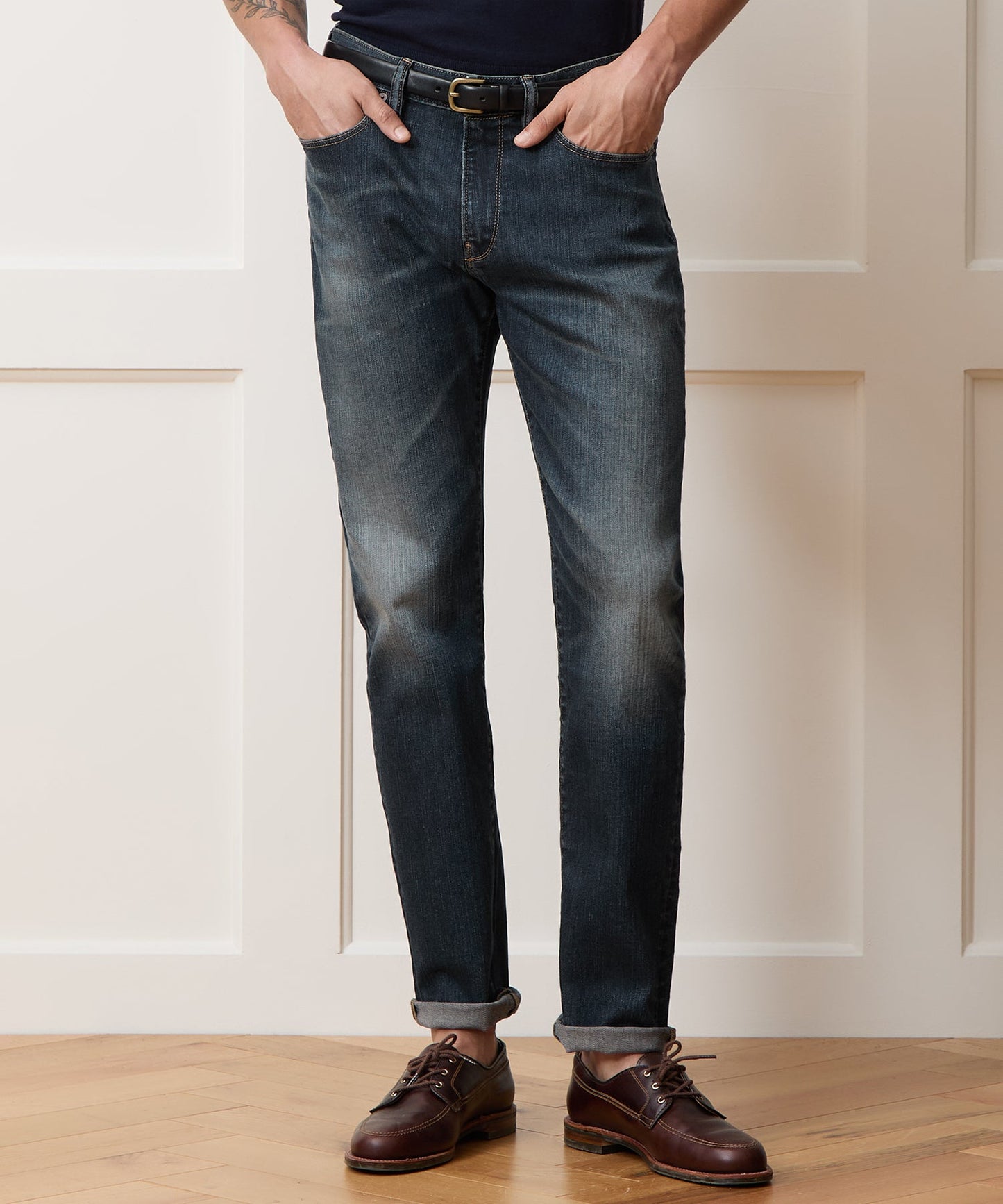Todd Snyder Slim Fit Jean in Slub Worn Wash in Dark Indigo Dark Indigo