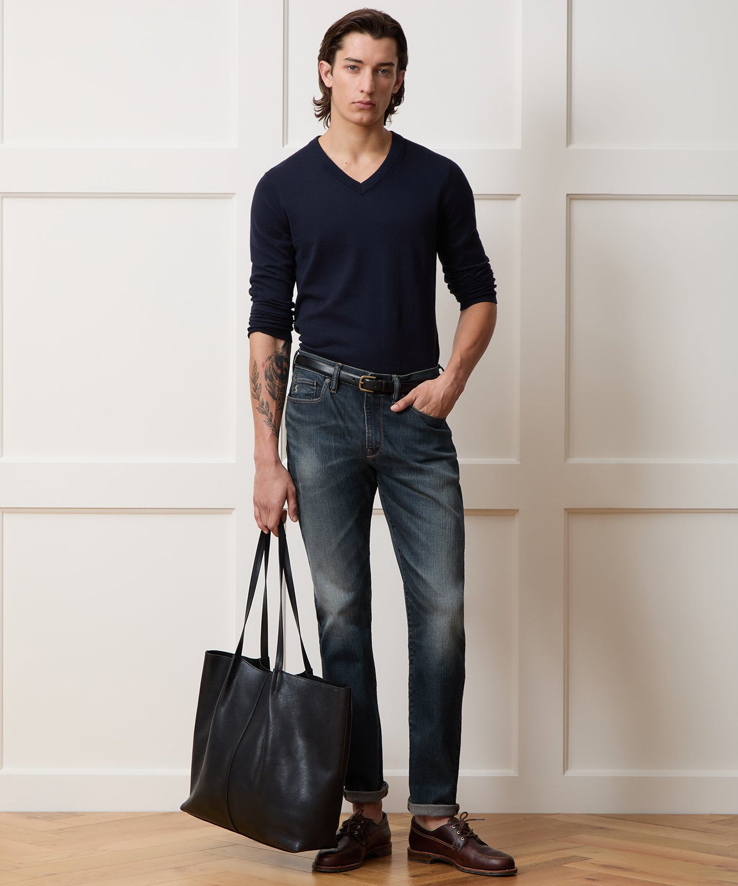 Todd Snyder Slim Fit Jean in Slub Worn Wash in Dark Indigo Dark Indigo