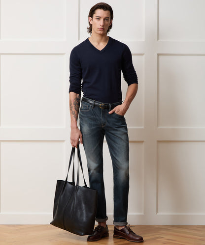 Todd Snyder Slim Fit Jean in Slub Worn Wash in Dark Indigo Dark Indigo