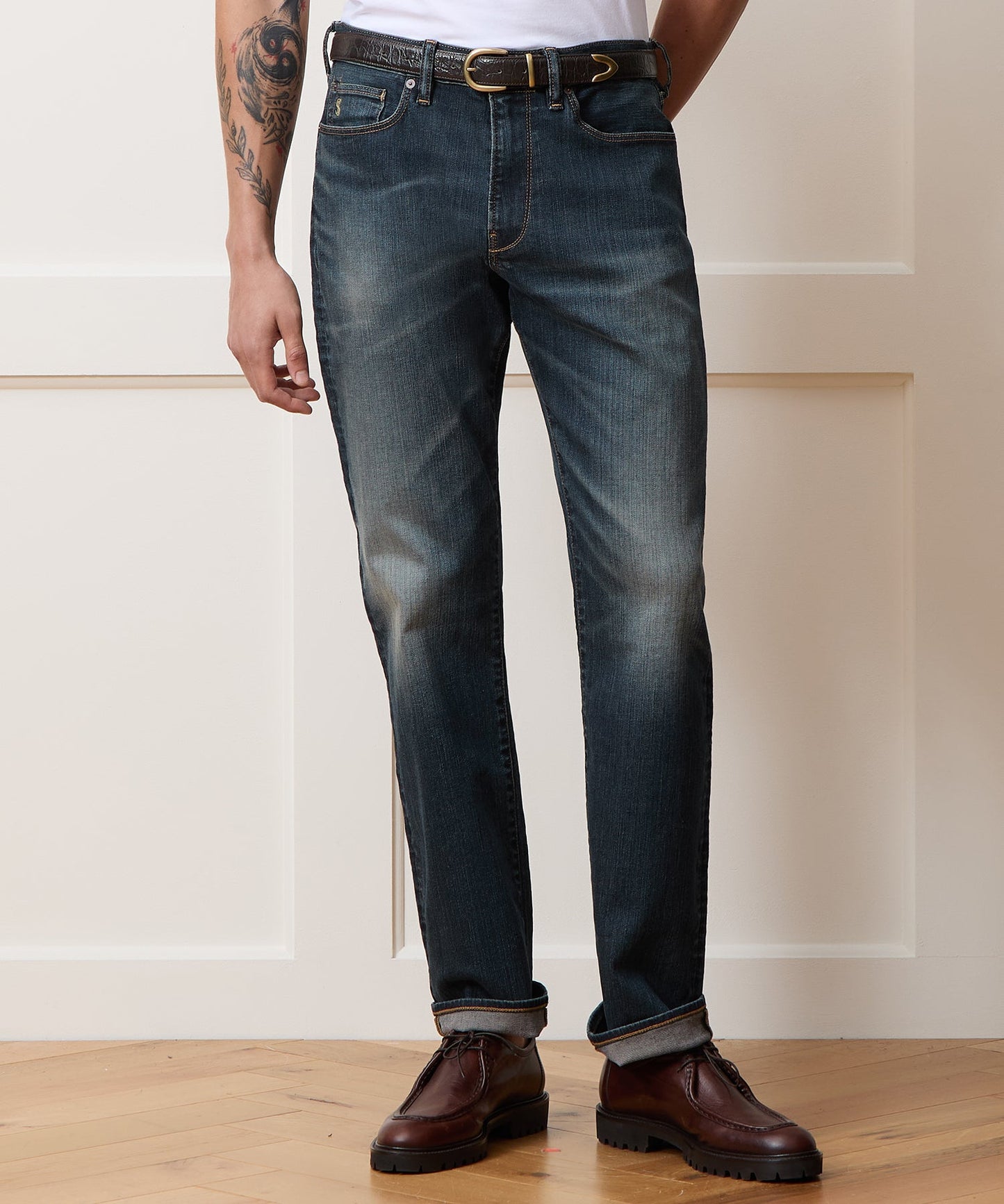 Todd Snyder Straight Fit Jean in Slub Worn Wash in Dark Indigo Dark Indigo