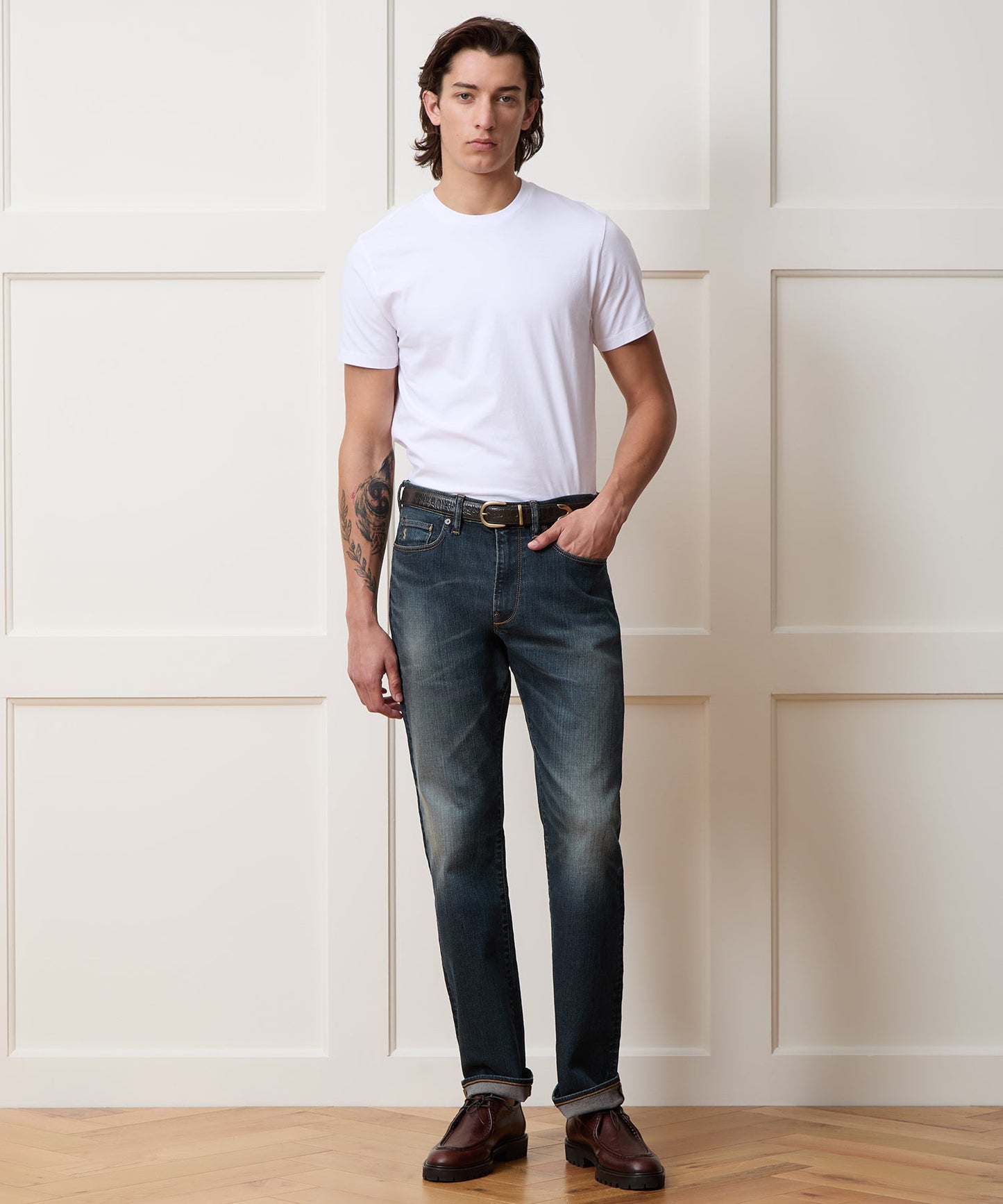 Todd Snyder Straight Fit Jean in Slub Worn Wash in Dark Indigo Dark Indigo