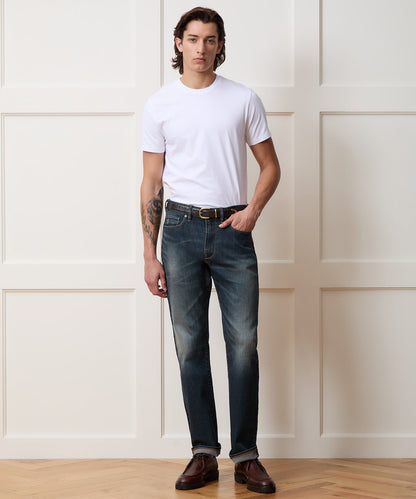 Todd Snyder Straight Fit Jean in Slub Worn Wash in Dark Indigo Dark Indigo