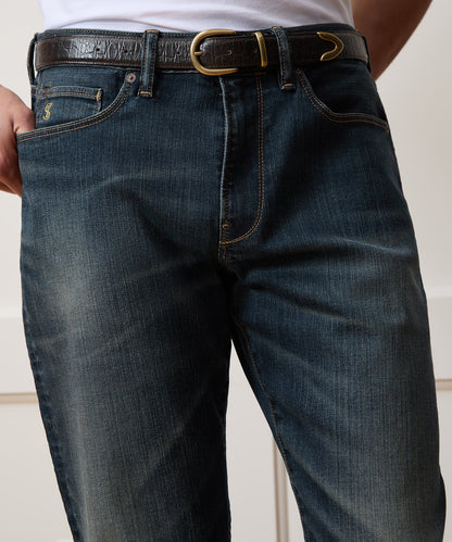 Todd Snyder Straight Fit Jean in Slub Worn Wash in Dark Indigo Dark Indigo