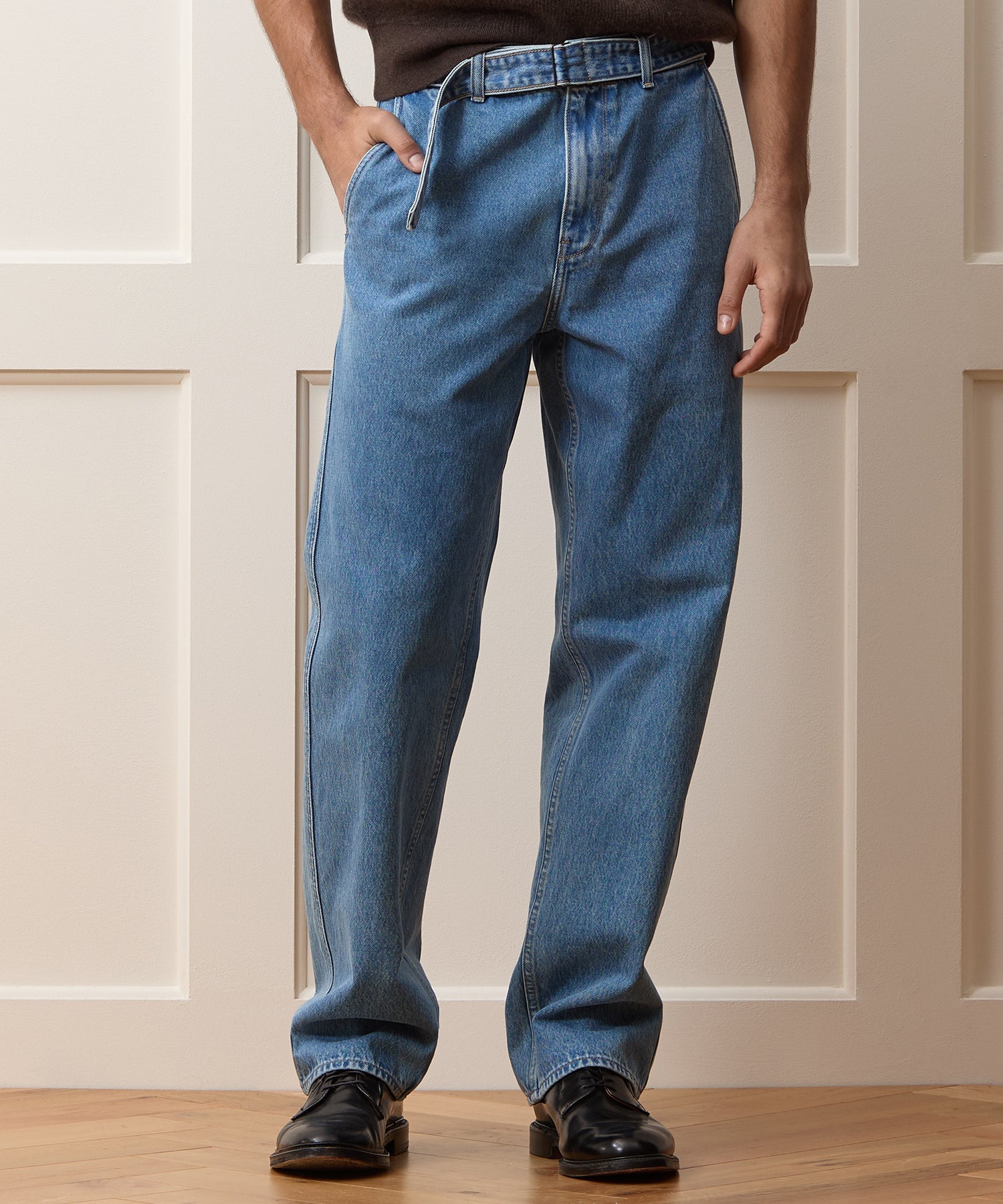 Todd Snyder Belted Denim Trouser in Light Indigo Light Indigo