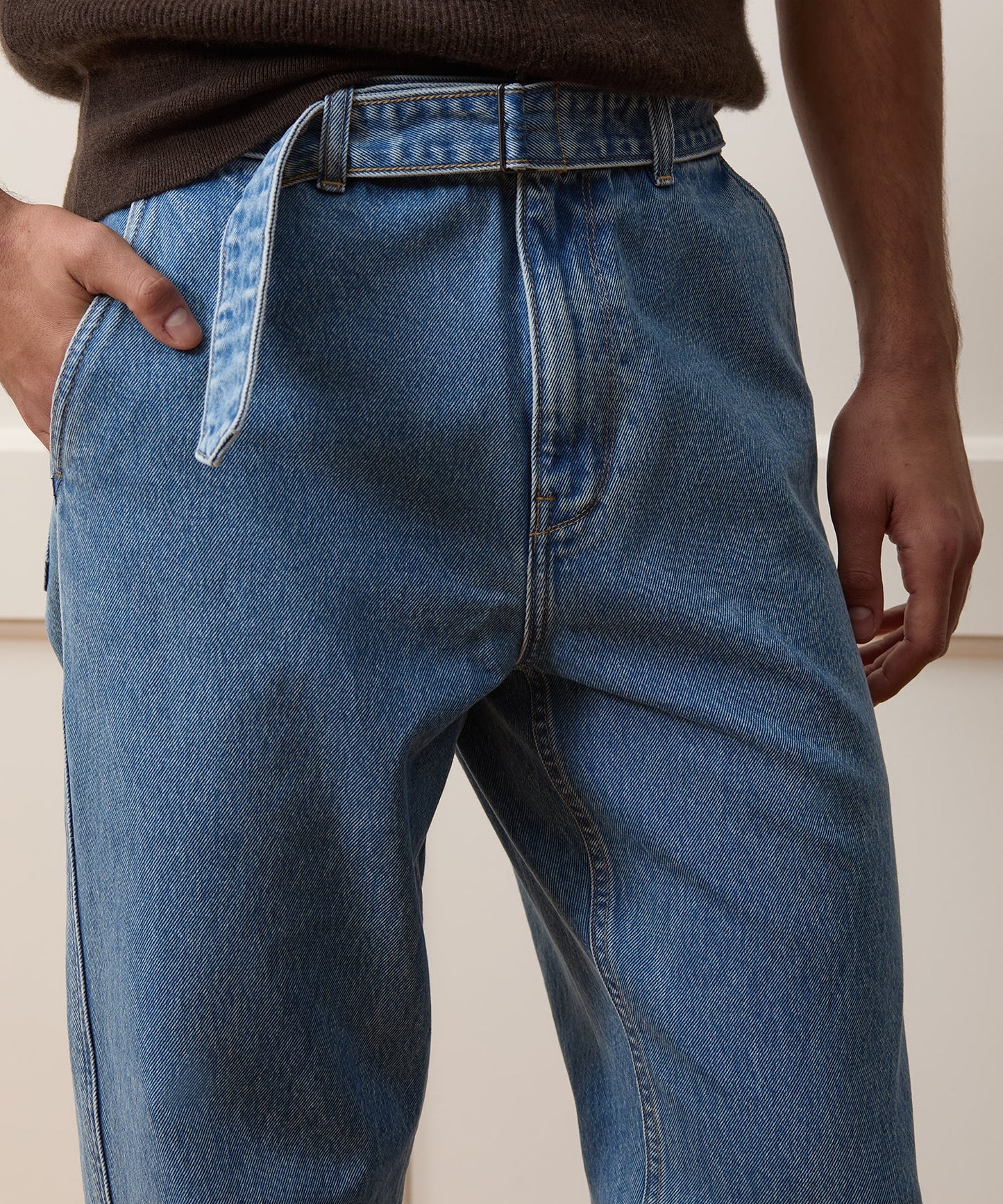 Todd Snyder Belted Denim Trouser in Light Indigo Light Indigo