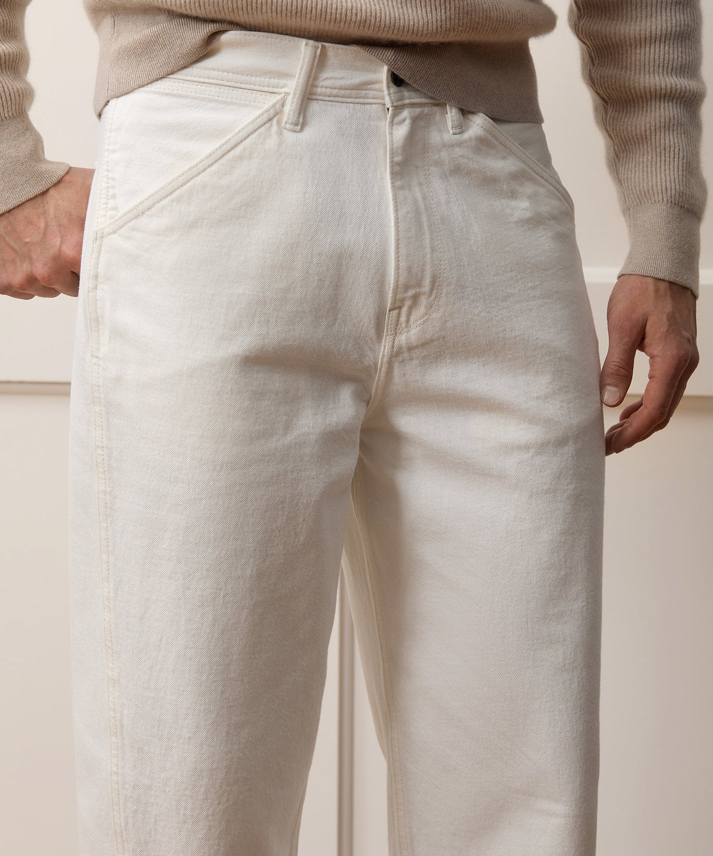 Todd Snyder Relaxed Barrel Jean in White White