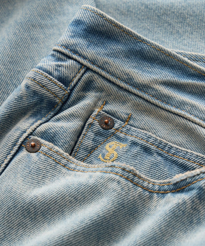 Todd Snyder Straight Fit Jean in Bleachout in Light Indigo Light Indigo
