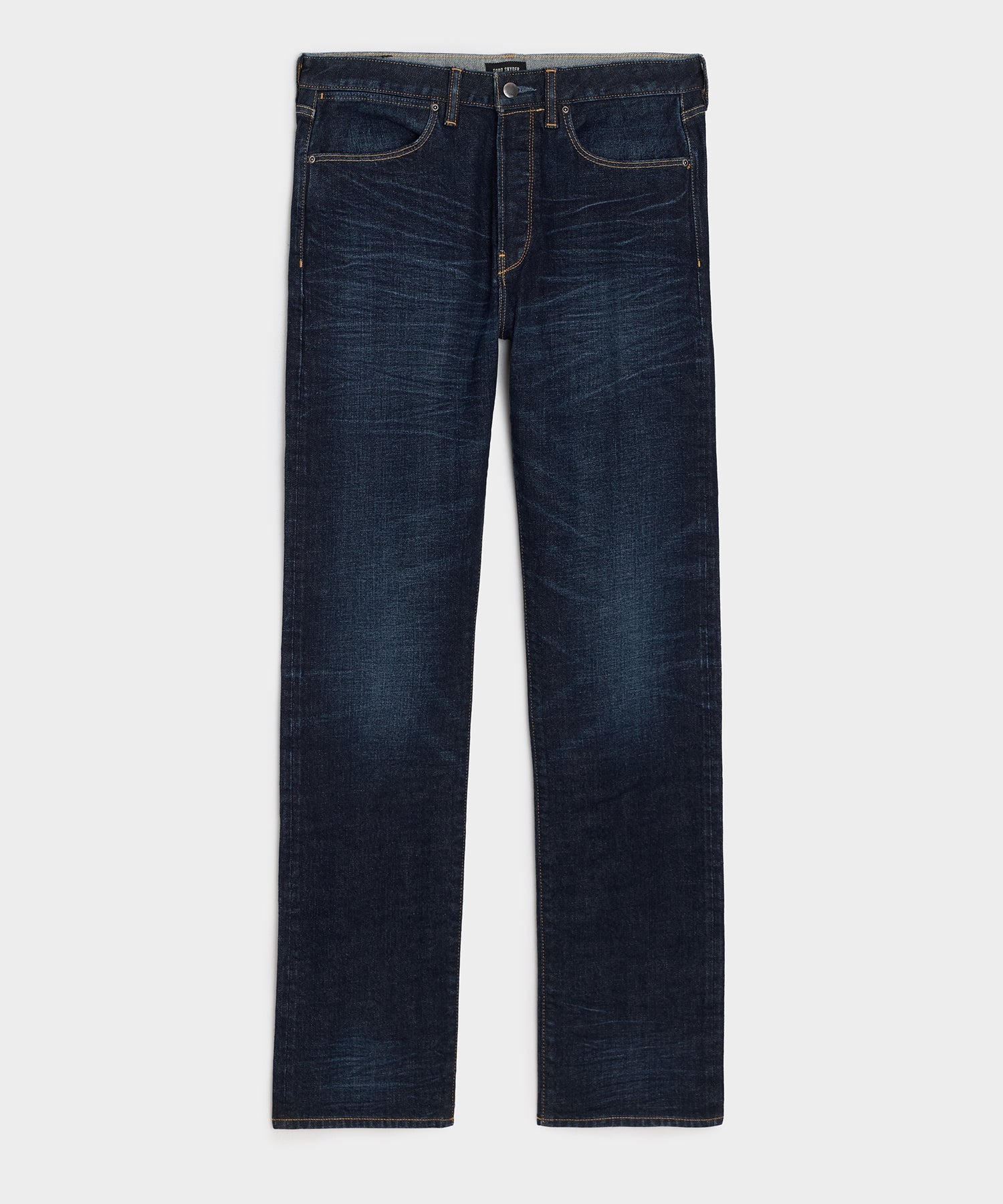Todd Snyder Straight Japanese Selvedge Stretch Jean in Worn Indigo Dark Indigo