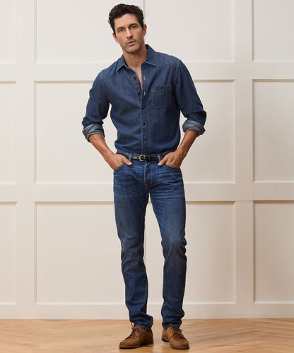 Todd Snyder Slim Selvedge Jean in Blue Stonwewash Blue