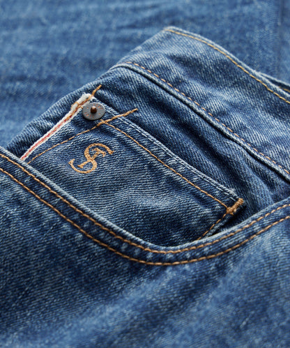 Todd Snyder Slim Selvedge Jean in Blue Stonwewash Blue