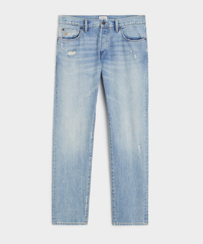 Todd Snyder Slim Selvedge Jean in Destroyed Wash Destroyed Medium Indigo