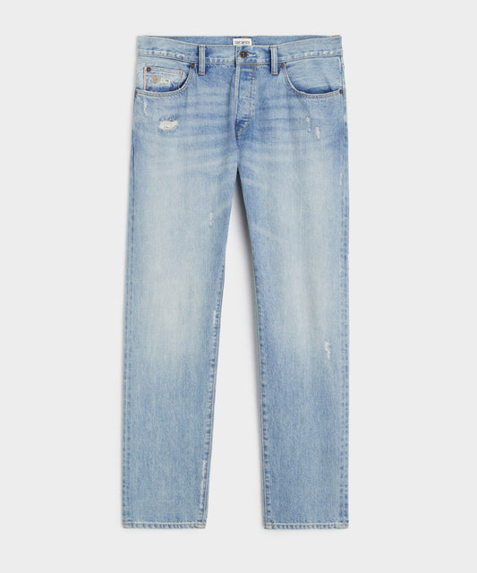 Todd Snyder Slim Selvedge Jean in Destroyed Wash Destroyed Medium Indigo
