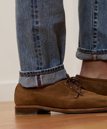 Todd Snyder Slim Selvedge Jean in Destroyed Wash Destroyed Medium Indigo