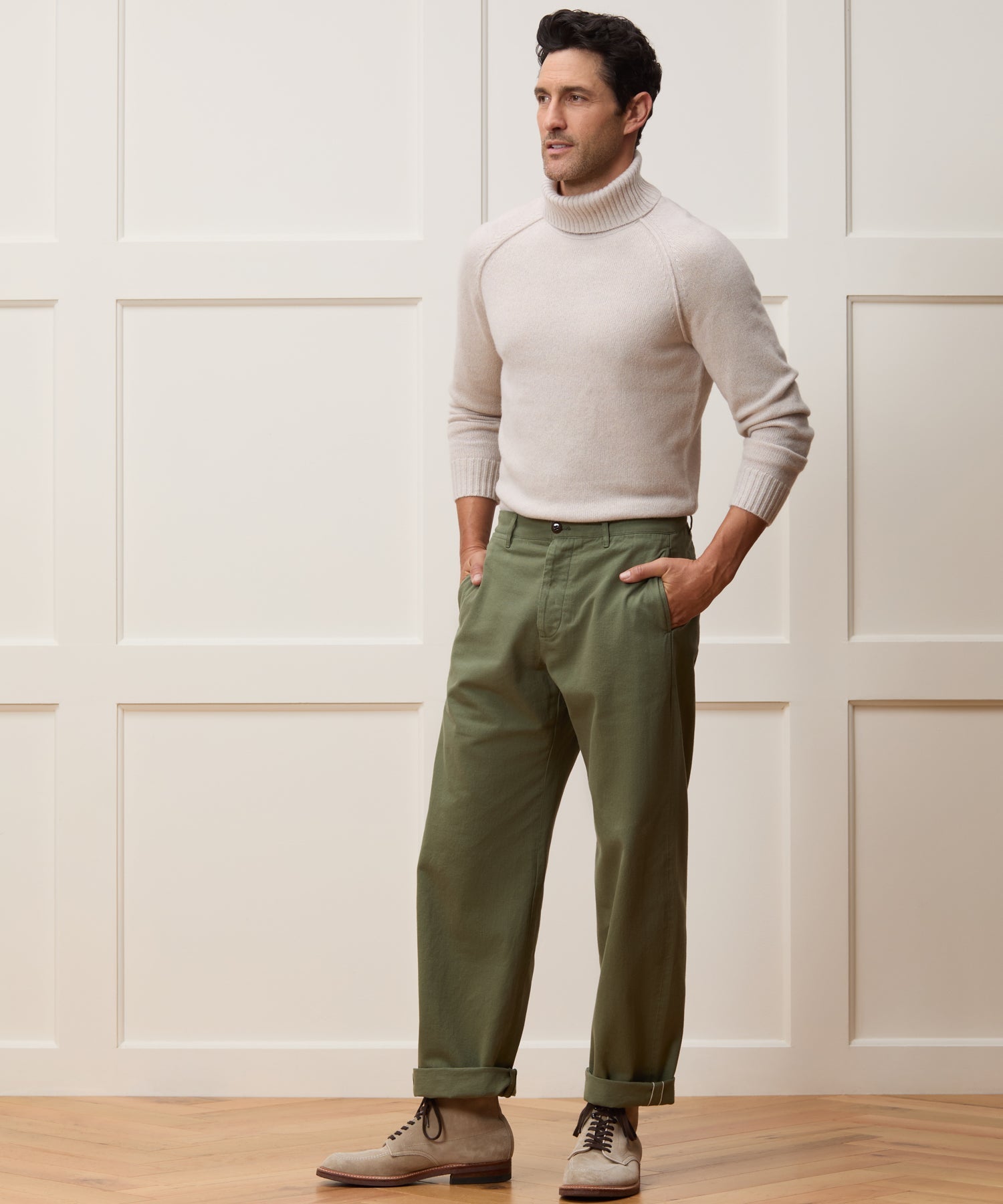 Todd Snyder Relaxed Fit Japanese Selvedge Chino in Olive Green Olive