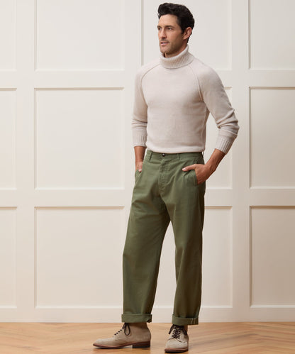 Todd Snyder Relaxed Fit Japanese Selvedge Chino in Olive Green Olive
