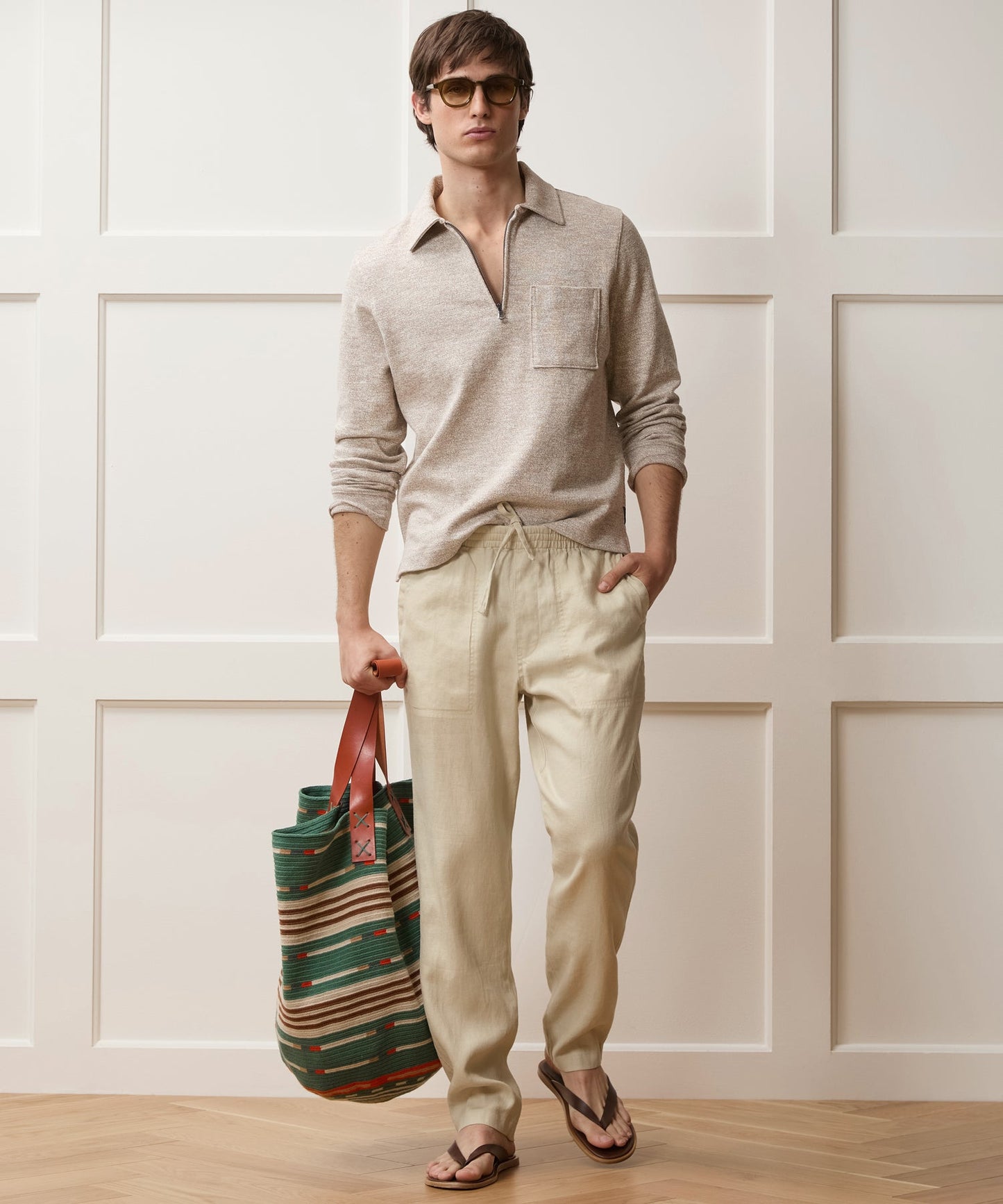 Todd Snyder Linen Beach Pant in Sand Dollar Sand Dollar