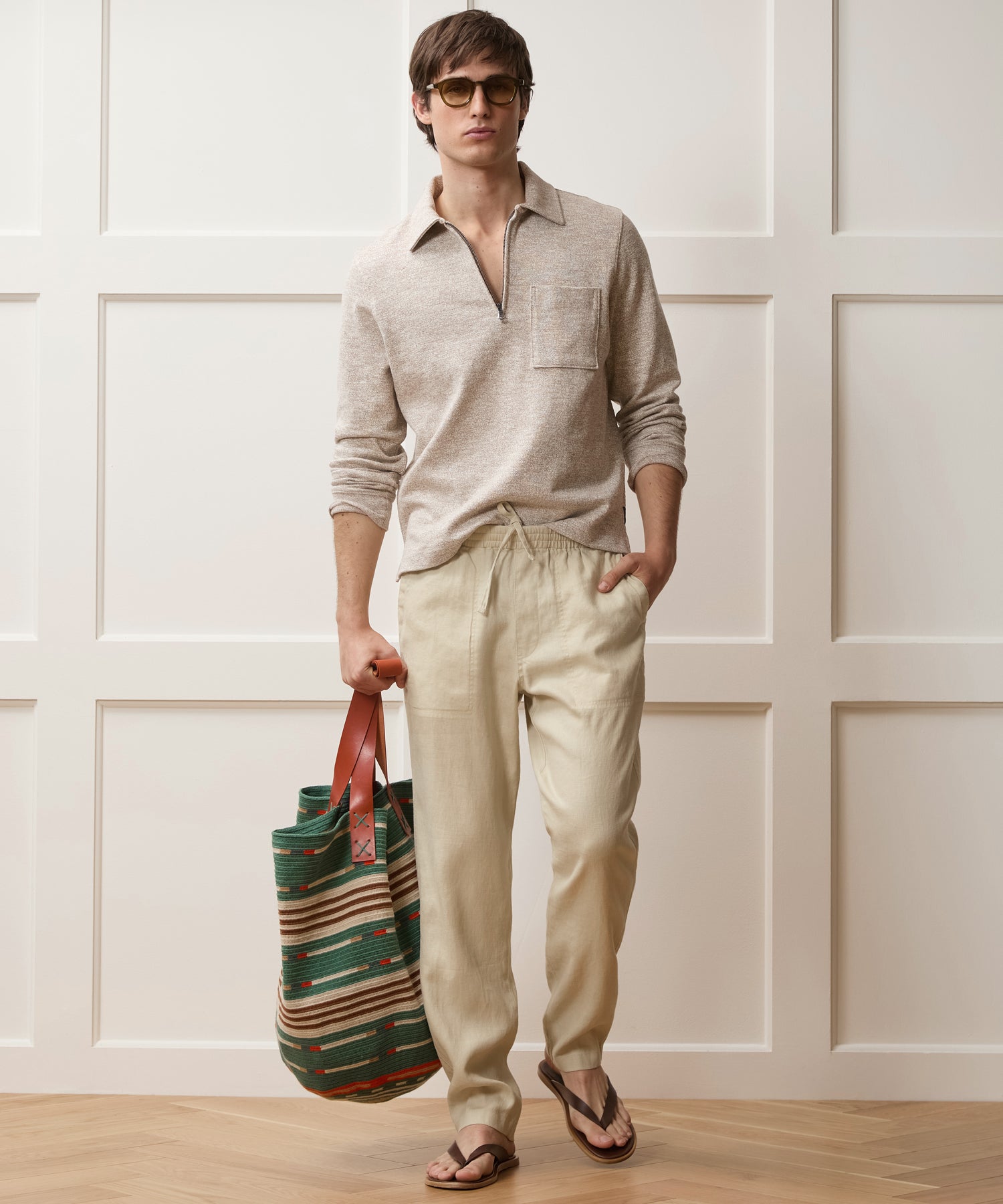 Todd Snyder Linen Beach Pant in Sand Dollar Sand Dollar