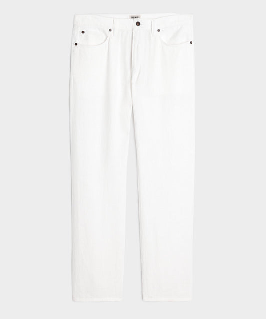 Todd Snyder Straight Fit 5-Pocket Linen Pant White