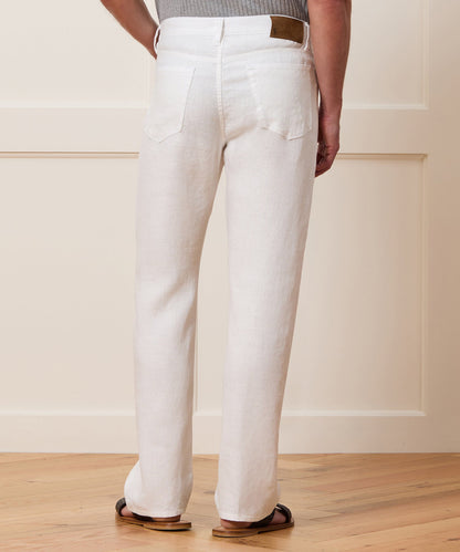 Todd Snyder Straight Fit 5-Pocket Linen Pant White