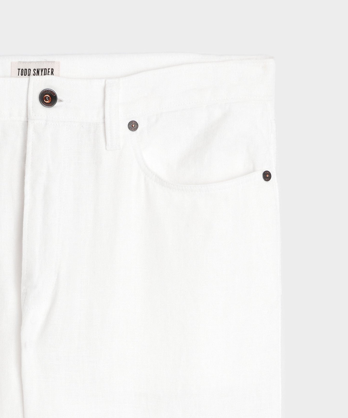 Todd Snyder Straight Fit 5-Pocket Linen Pant White