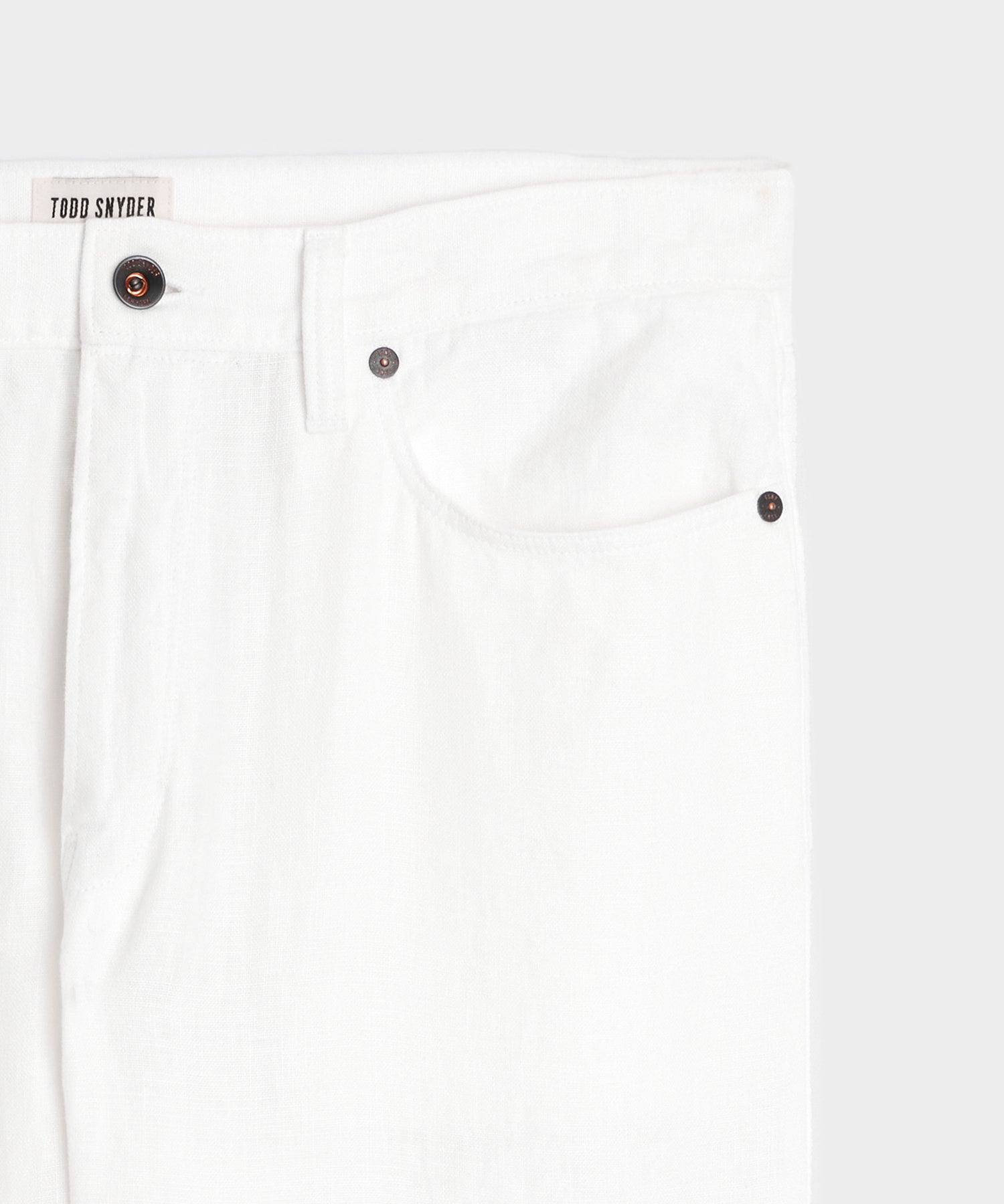 Todd Snyder Straight Fit 5-Pocket Linen Pant White