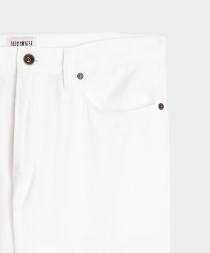 Todd Snyder Straight Fit 5-Pocket Linen Pant White