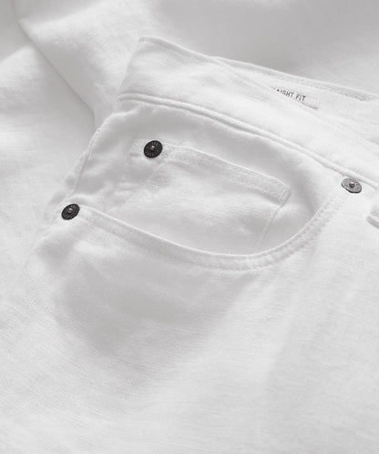 Todd Snyder Straight Fit 5-Pocket Linen Pant White