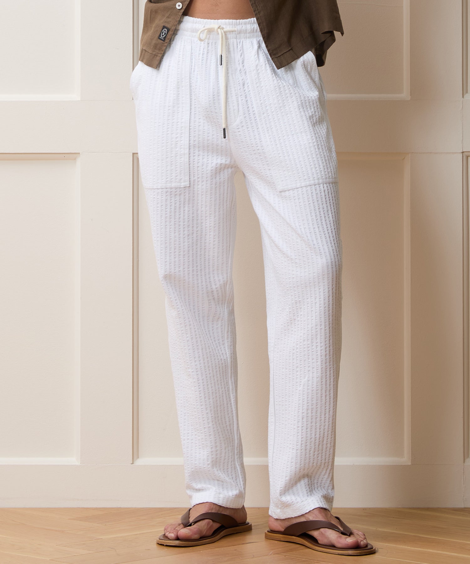 Todd Snyder Knit Seersucker Pant in Alabaster Alabaster