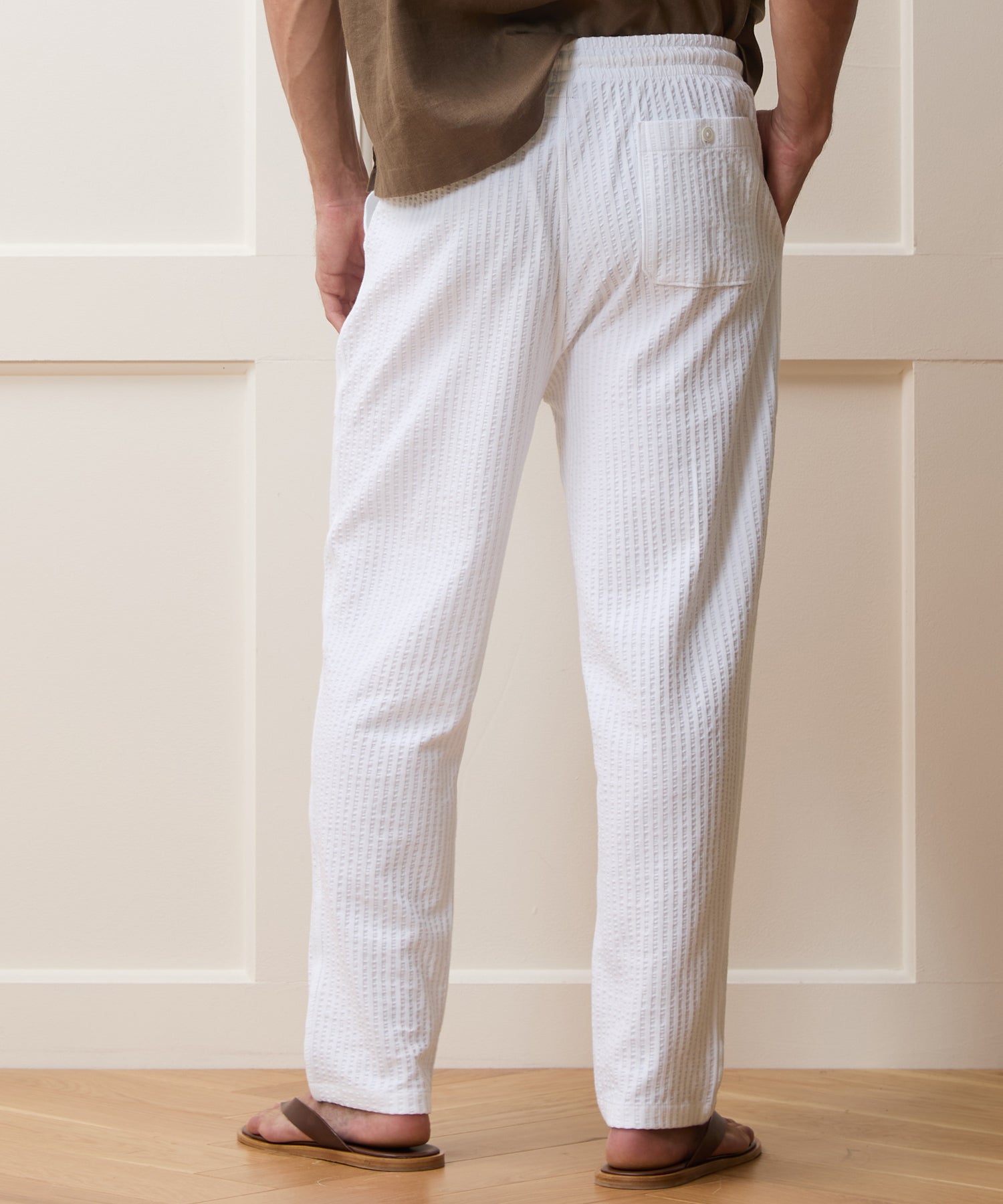 Todd Snyder Knit Seersucker Pant in Alabaster Alabaster