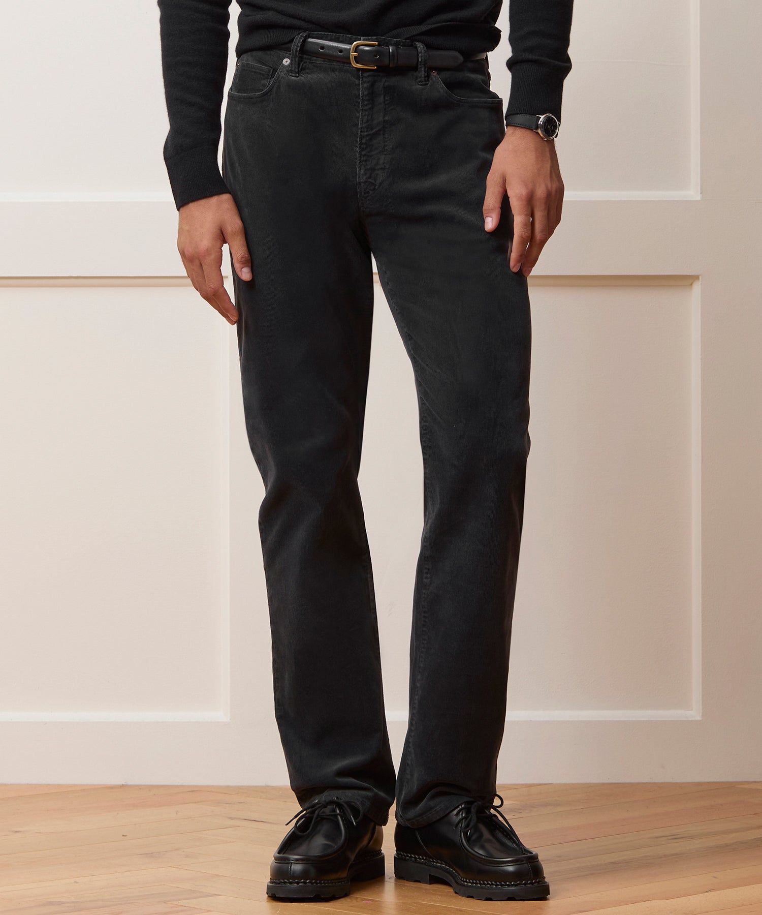 Todd Snyder Straight 5-Pocket Corduroy Pant in Black Black