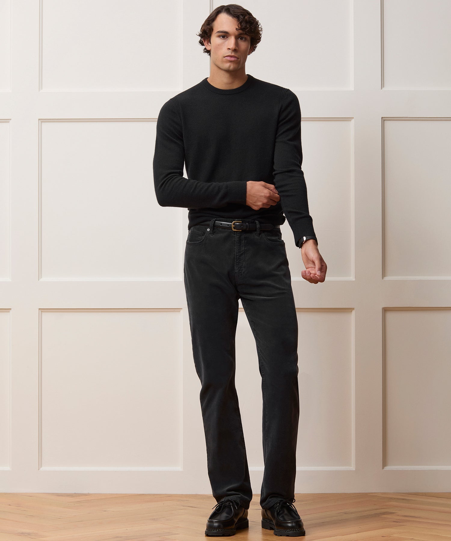 Todd Snyder Straight 5-Pocket Corduroy Pant in Black Black